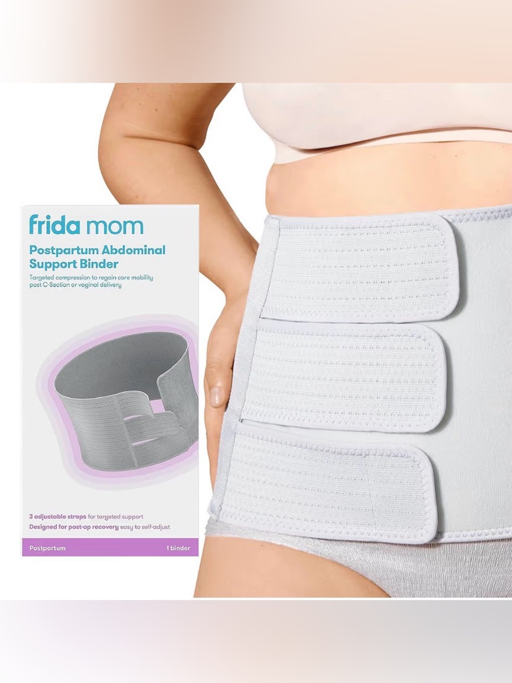 OPEN BOX - Frida Mom postpartum girdle - Light Gray - belly binder